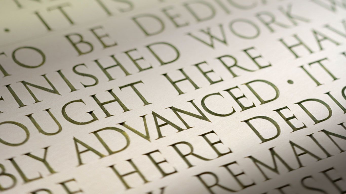 Engraving of the Gettysburg Address at the Lincoln Memorial, Washington, D.C.