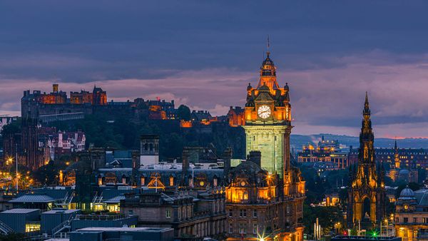 Twilight view over Edinburgh as seen from Calton Hill