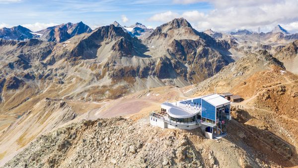 Cable car station on Piz Nair mountain, Graubünden, Switzerland
