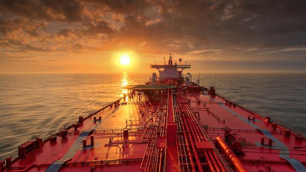 Oil tanker near Galveston, Texas, USA