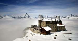 Astronomical observatory on the summit of Gornergrat ridge in the Pennine Alps, Switzerland -- Gimmi Gimmi/Photolibrary &copy; (Bing Australia)