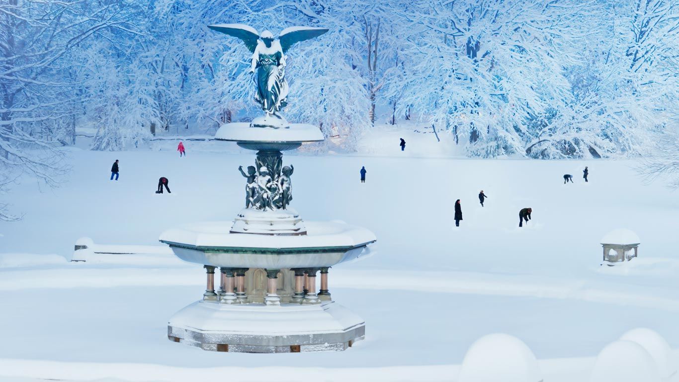 ｢雪の中のベセスダの噴水｣米国ニューヨーク州, セントラルパーク
