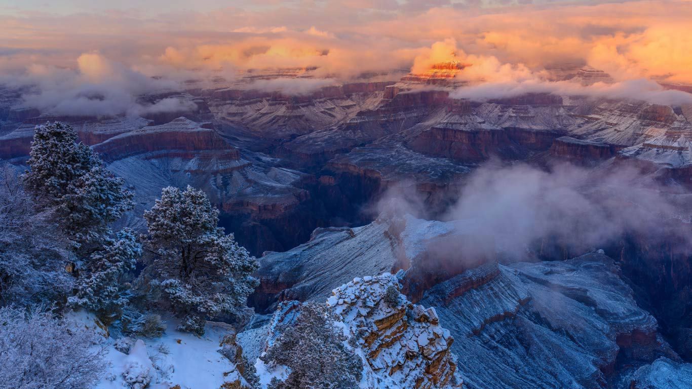 Winter at the Isis Temple in Grand Canyon National Park, Arizona, USA