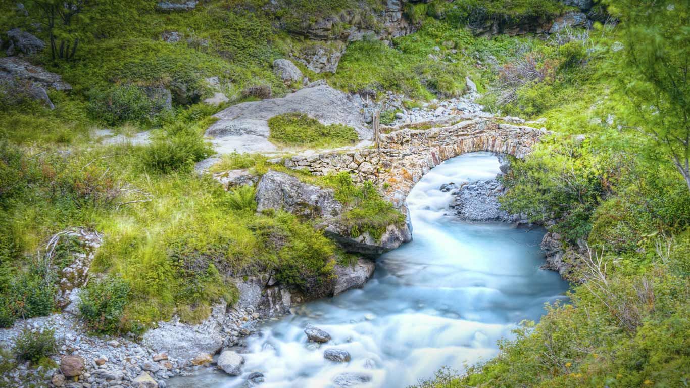 Pont du Vénéon, parc national des Écrins, Alpes françaises