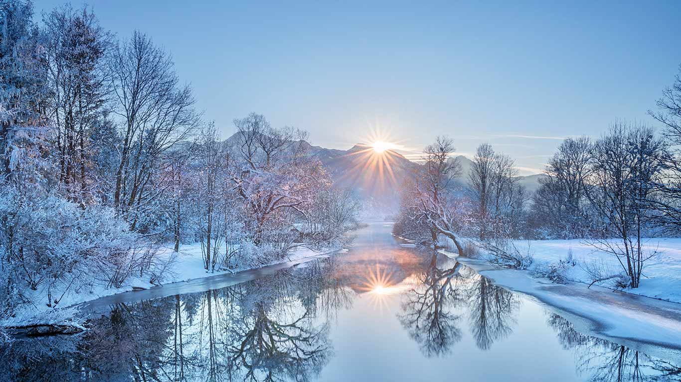 Loisach river with Heimgarten mountain in the background, Bavaria, Germany
