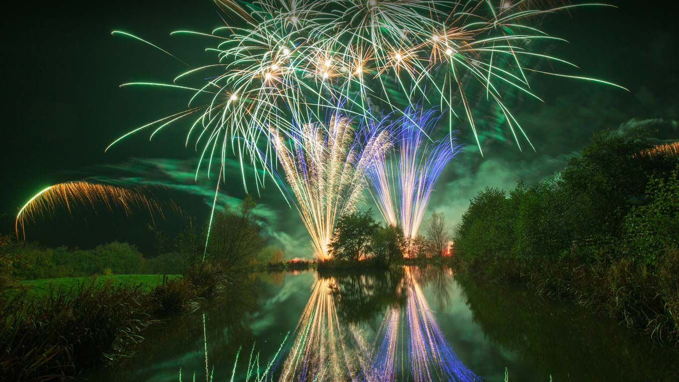 A firework display in Lancashire, on Guy Fawkes Night