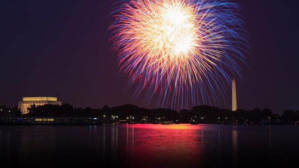 Fireworks over the Potomac River in Washington, DC