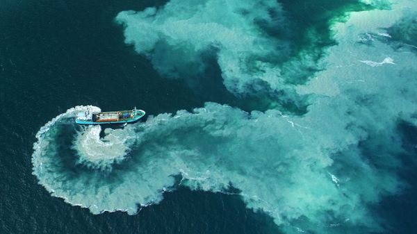A dredge boat near the Glénan Islands, France