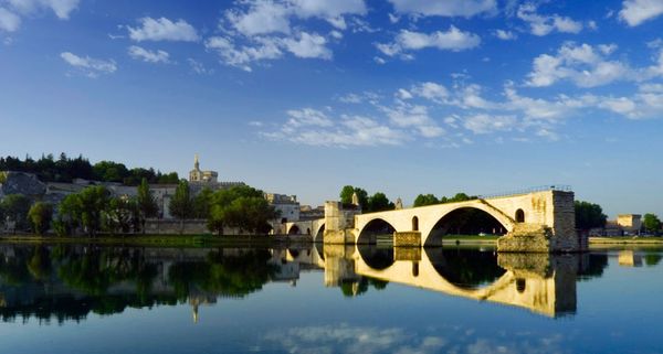 Palais des Papes and Pont Saint-Bénezet on the Rhône River, Avignon, France