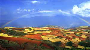 红土地上空的彩虹 (© Fotosearch/Getty Images)(Bing China)