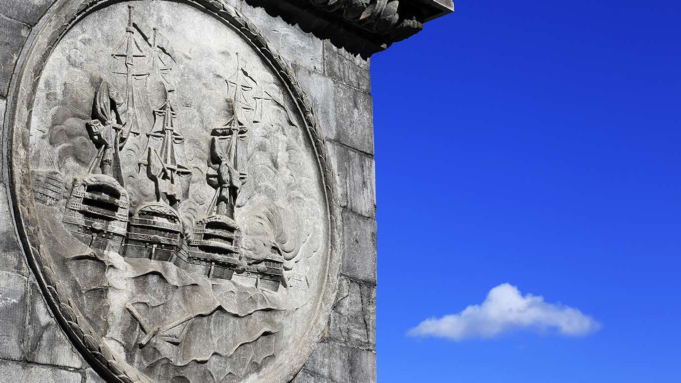 Stone carving on Nelson's Column at Place Jacques-Cartier in Old Montreal