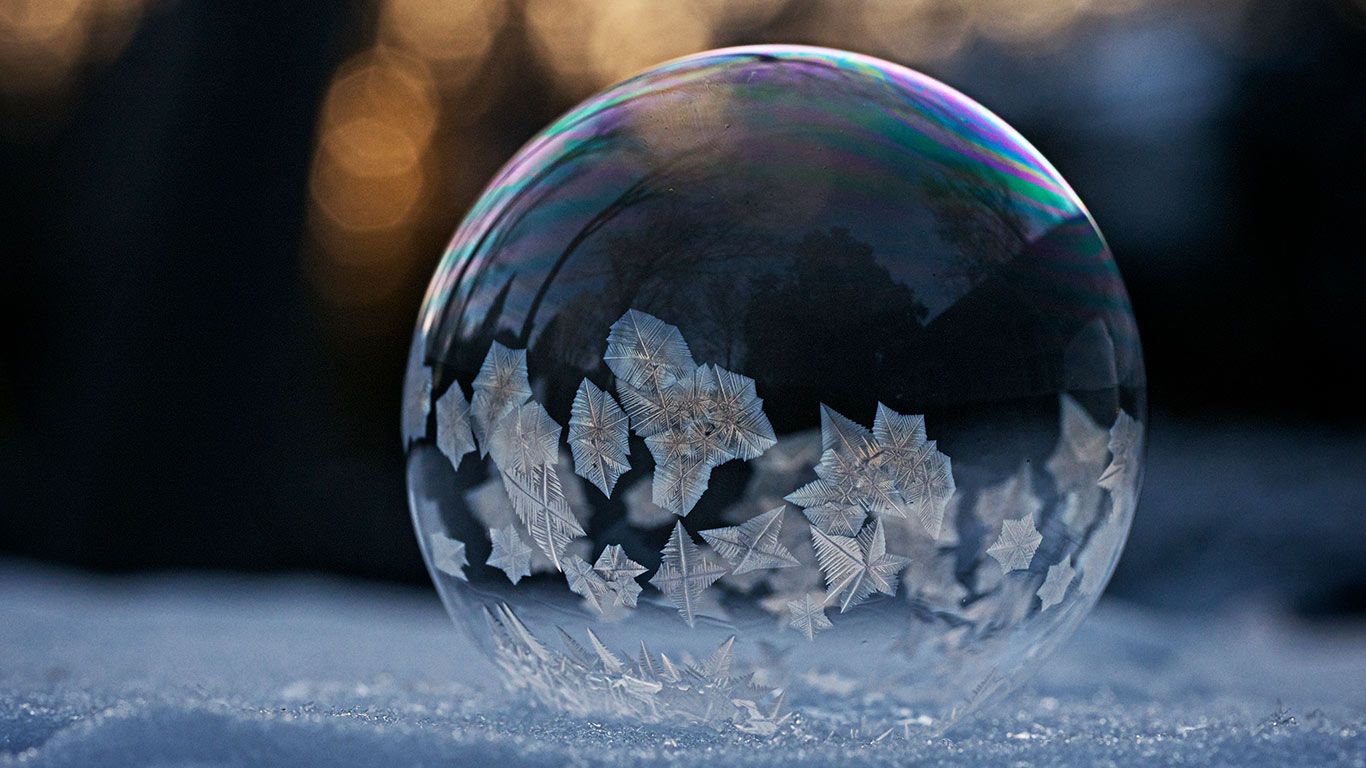 Macro shot of frozen soap bubble, Montreal, Canada