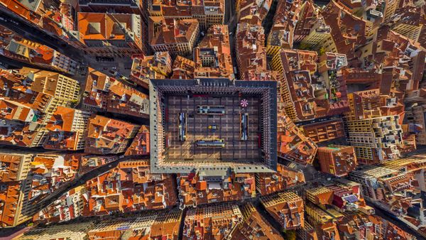 Aerial view of Plaza Mayor, Madrid, Spain