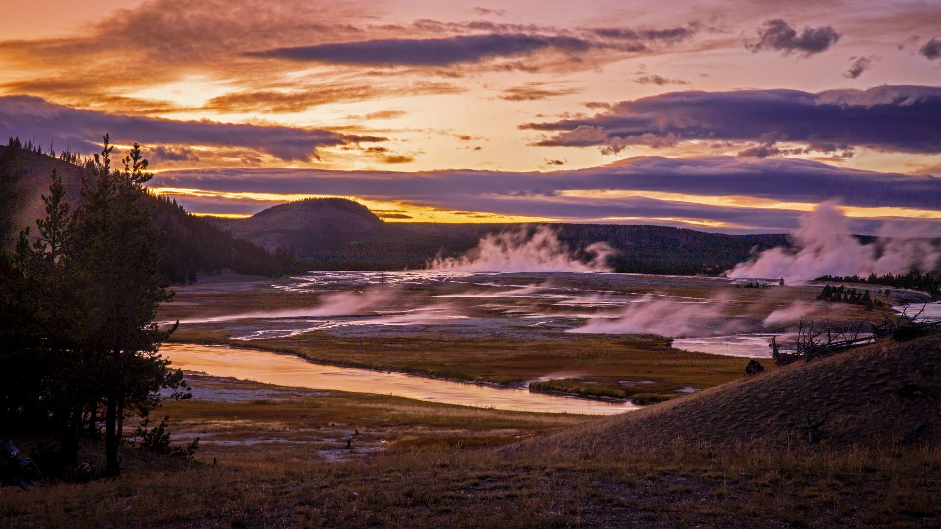 Upper Geyser Basin in Yellowstone National Park, Wyoming, USA