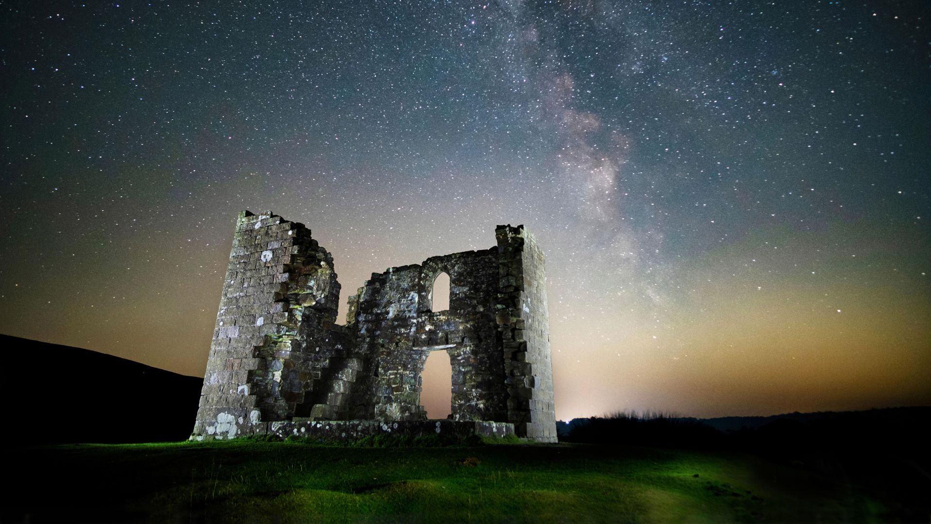 The Milky Way over Skelton Tower on the North York Moors
