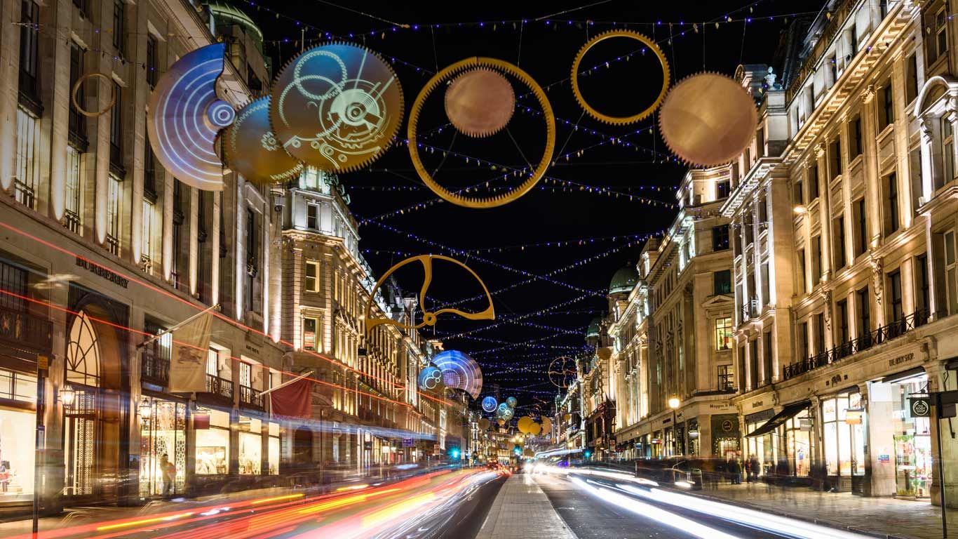 Christmas lights on Regent Street in London’s West End
