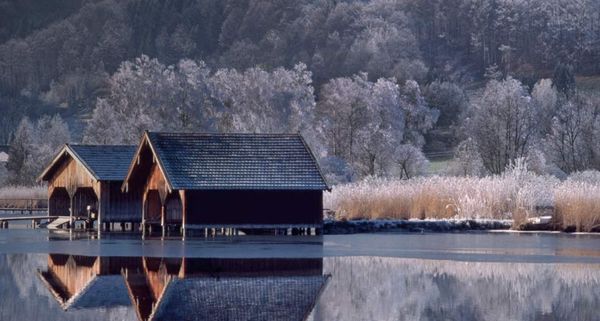 Boathouse on Lake Kochel, Bavaria, Germany