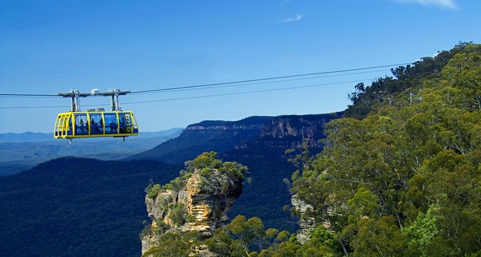 The Scenic Skyway over Orphan rock in the Blue Mountains, Katoomba, NSW, Australia