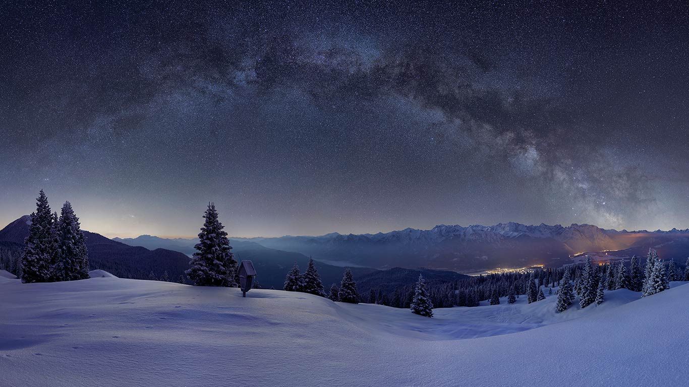 Milky Way above the Wallgau Alm, Karwendel, Bavaria, Germany