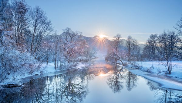 Loisach River at Lake Kochelsee, Bavaria, Germany