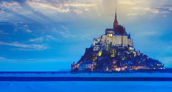 Mont-Saint-Michel at dusk, Normandy, France
