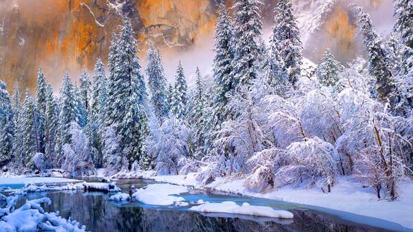 Yosemite National Park after a snow storm, California