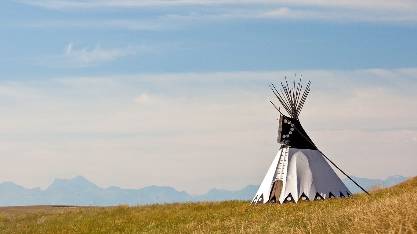 A tepee in Head-Smashed-In Buffalo Jump, Alberta, Canada