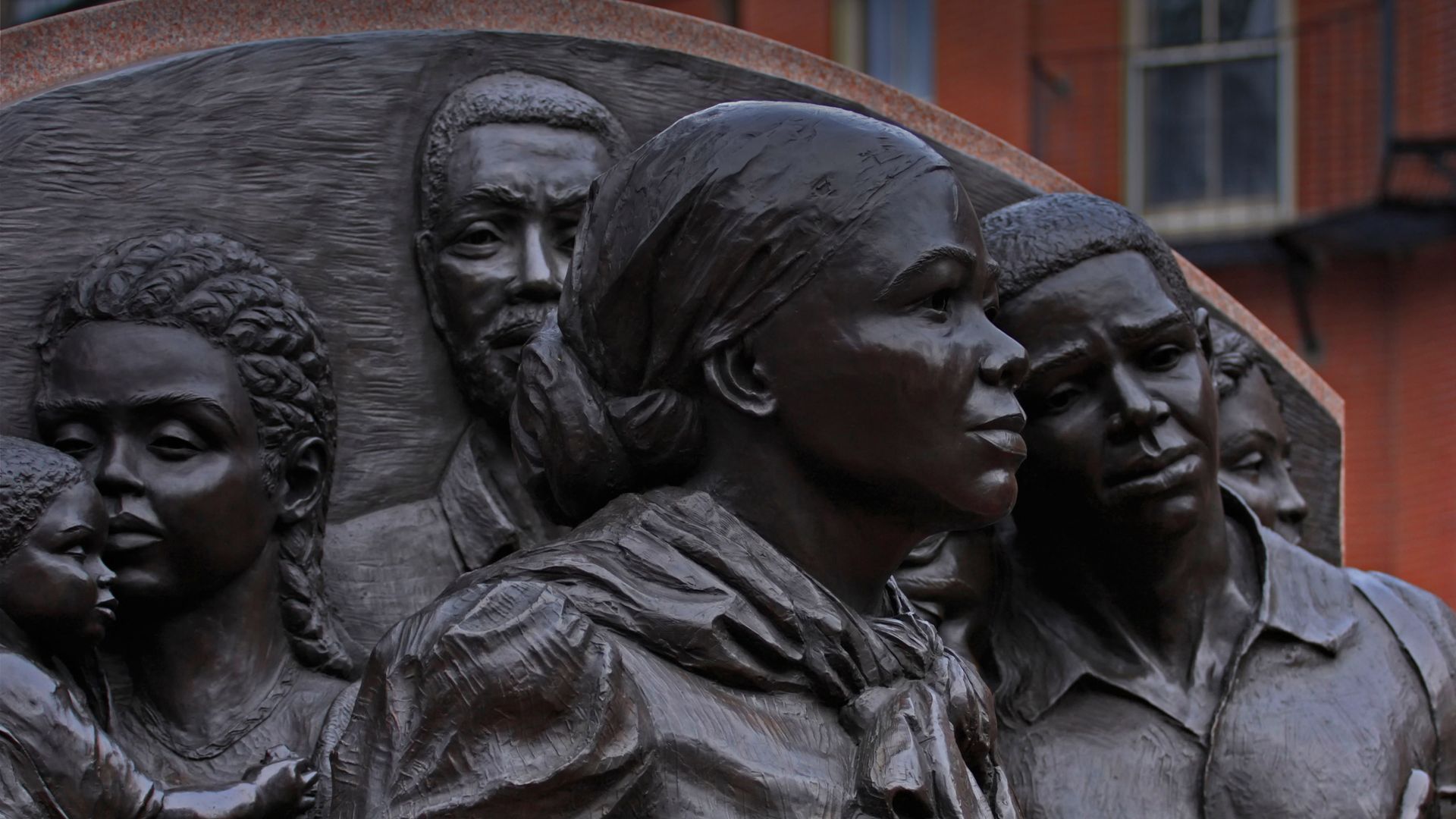 \'Step on Board,\' the Harriet Tubman Memorial, sculpted by Fern Cunningham, in Boston, Massachusetts