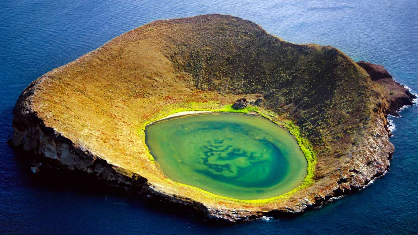 Volcanic crater off Santiago Island, Galápagos Islands