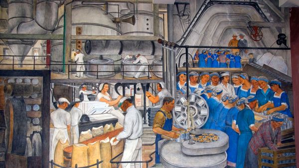 'Industries of California' mural by Ralph Stackpole at Coit Tower, San Francisco, California