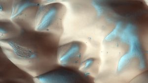 Frost-covered dunes on the surface of Mars (© NASA/JPL-Caltech/UArizona)(Bing United States)