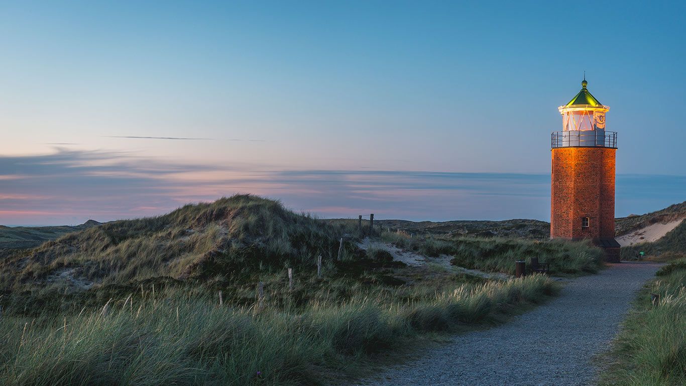Leuchtfeuer Rotes Kliff bei Kampen, Sylt, Schleswig-Holstein, Deutschland