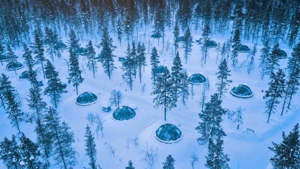 Glass igloos at the Kakslauttanen Arctic Resort in Saariselkä, Finland