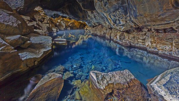 Grjótagjá cave near Mývatn lake in Iceland