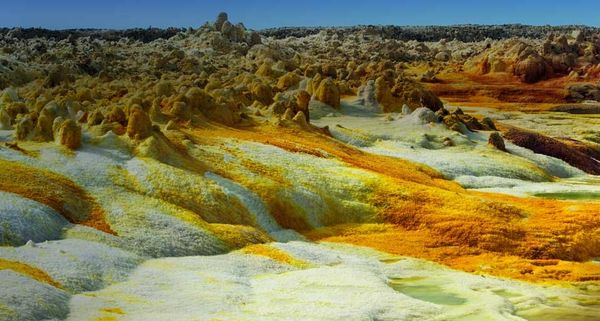 Sulfur volcanic landscape,  Dallol, Danakil Desert, Ethiopia