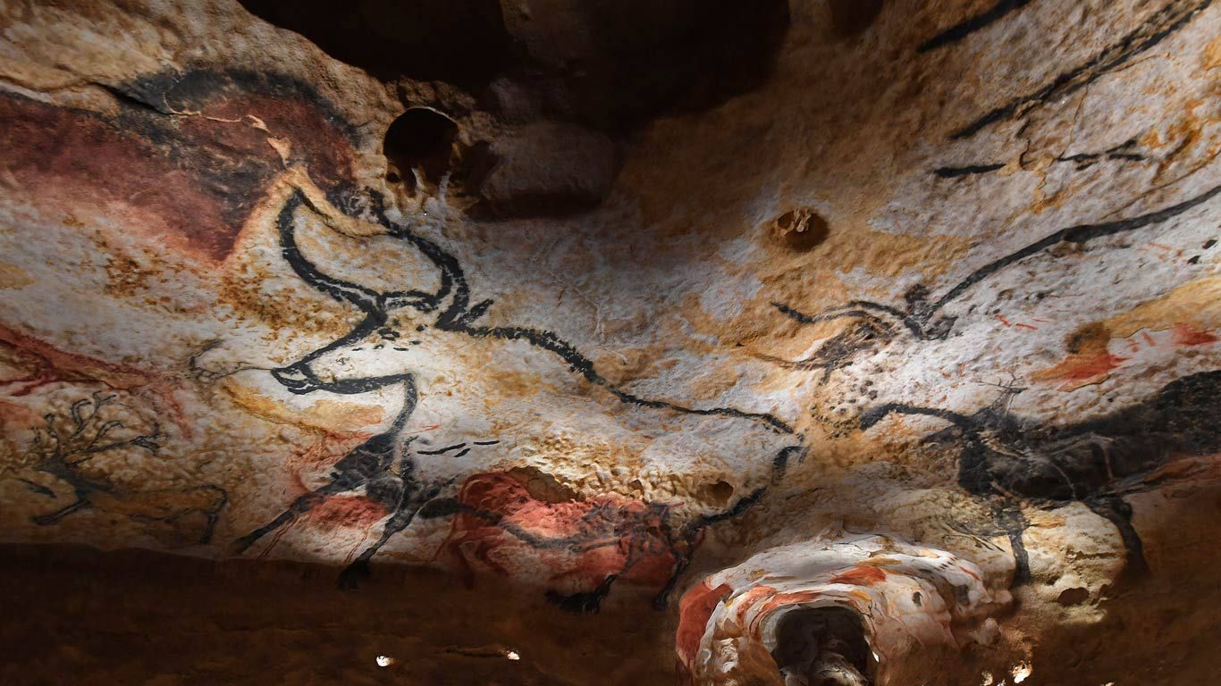 Replica of Lascaux cave paintings at the International Centre for Cave Art in Montignac, France