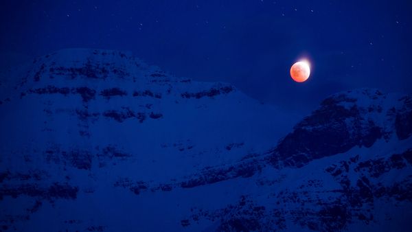 Night scenery with full noon, Mount Assiniboine Provincial Park, B.C.
