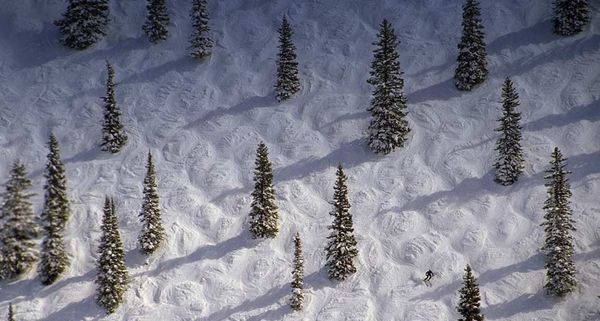 A skier on the Face of Bell, Aspen, Colorado