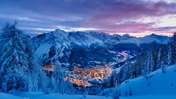 Paesaggio innevato a Bormio, Sondrio, Lombardia