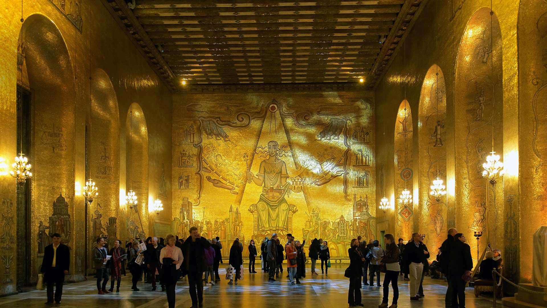 Golden Hall in Stockholm City Hall for today\'s Nobel Prize Award ceremonies