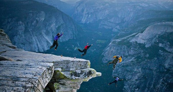 BASE jumpers, Half Dome, Yosemite