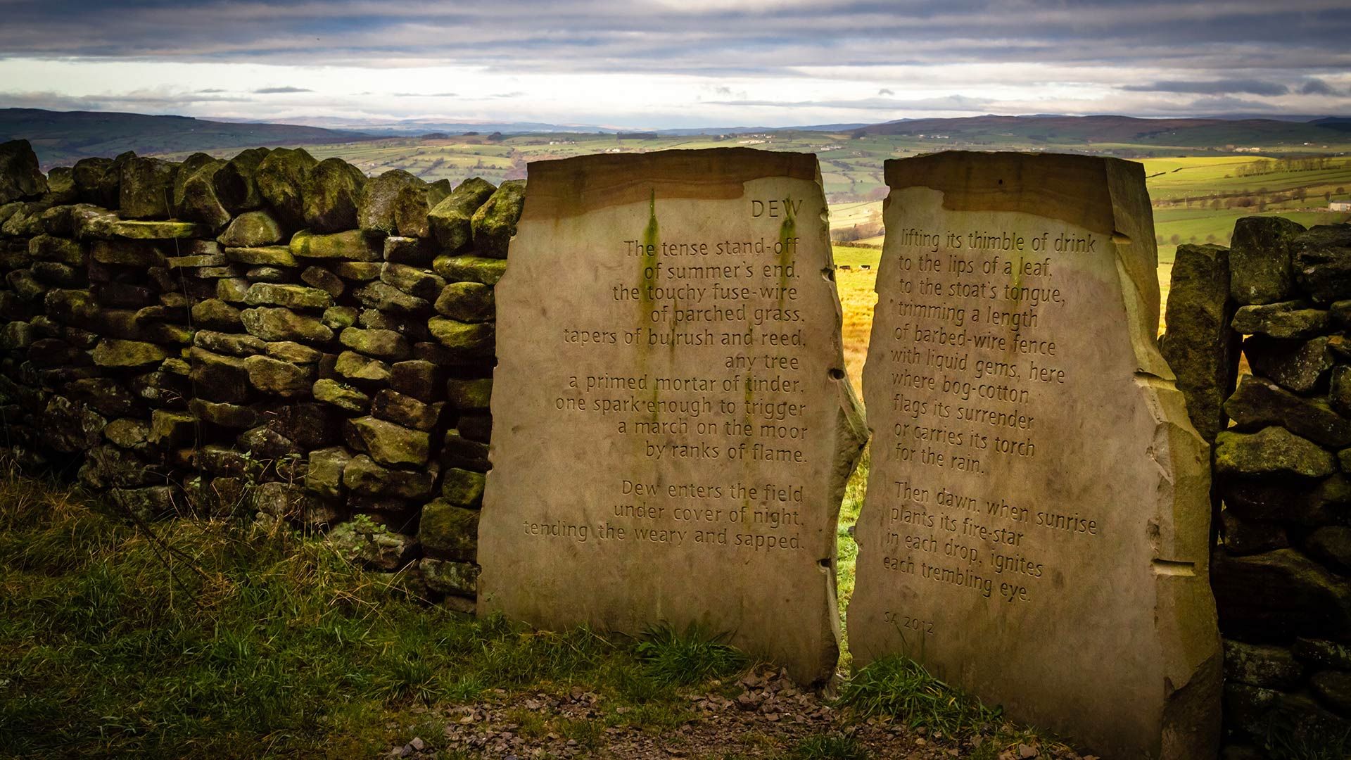 The Dew Stone, part of the Stanza Stones trail, in Yorkshire