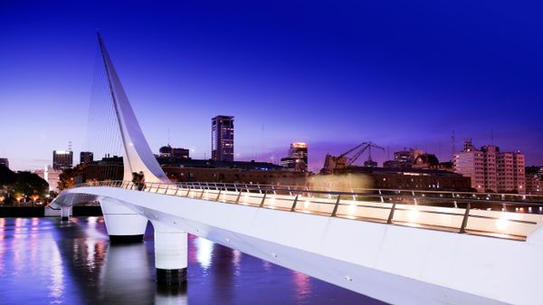 Buenos Aires bridge in Puerto Madero at night, Buenos Aires, Argentina