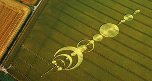 Aerial image of crop circles, Wiltshire, England, United Kingdom -- Last Refuge/Getty Images &copy; (Bing Australia)