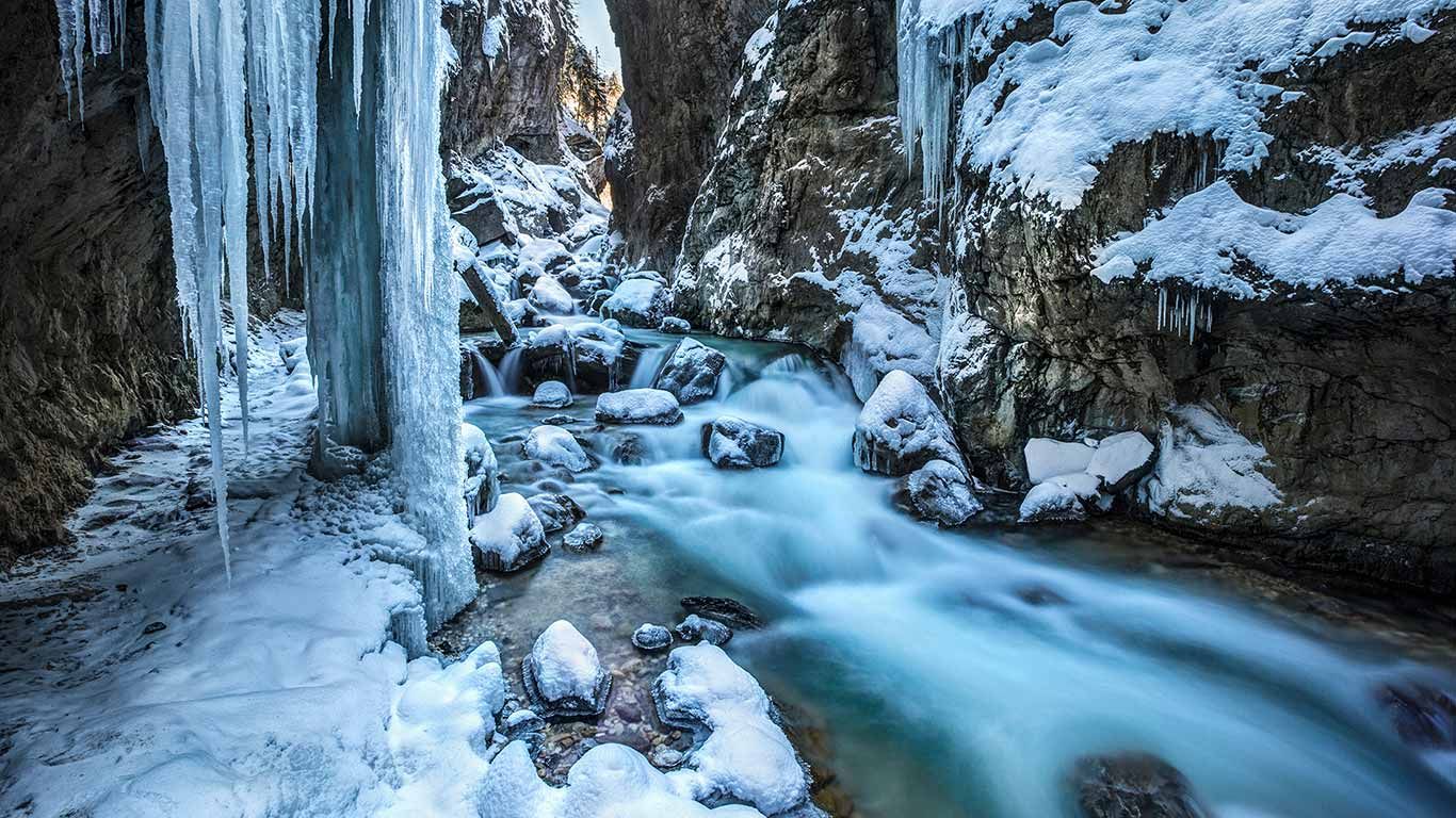 Partnachklamm, a gorge in Bavaria, Germany