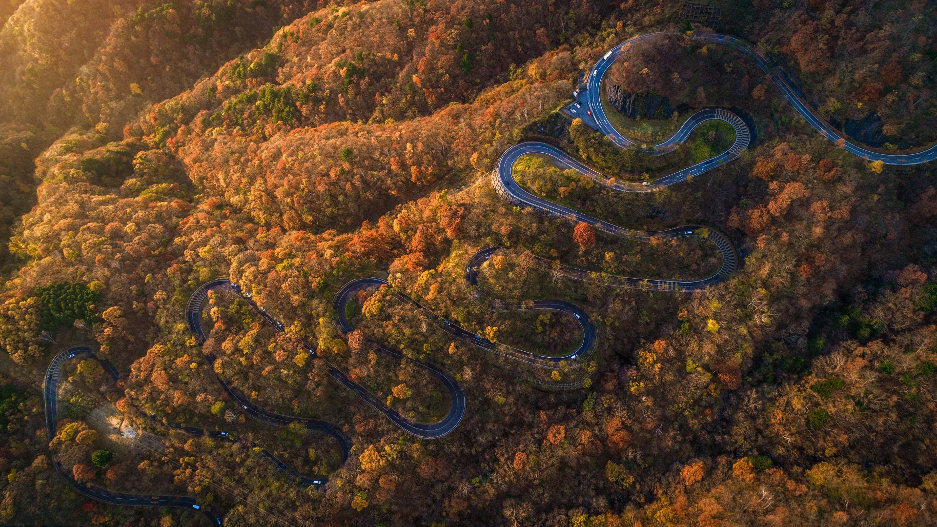 La strada Irohazaka in autunno, Nikko, Tochigi, Giappone