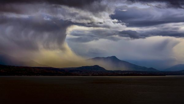 Stormy sky over Lake Geneva in Lausanne, Switzerland