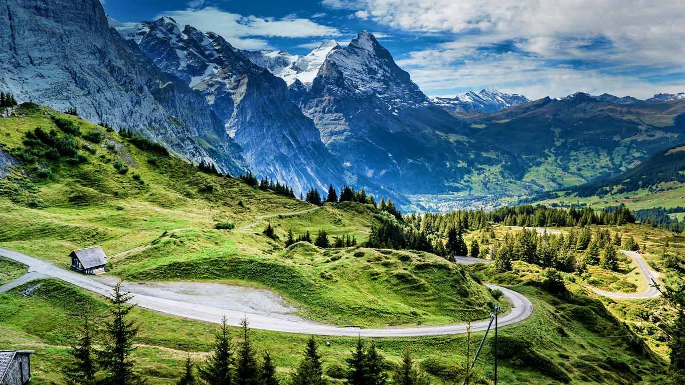 View of the Eiger from the Grosse Scheidegg mountain pass, Switzerland