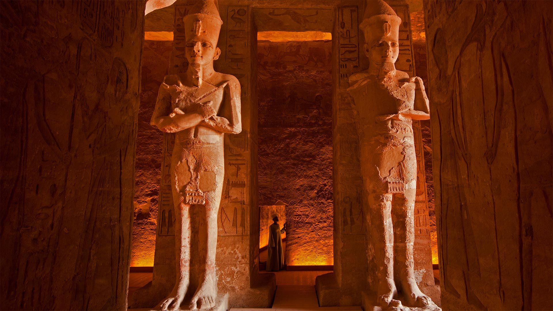 The interior of the Abu Simbel Great Temple in Egypt