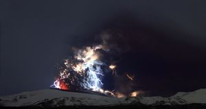 Volcanic eruptions are lit by lightning on the Eyjafjallajokull glacier near Eyjafjallajokull, Iceland -- Rakel Orvar Atli Thorge/Getty Images &copy; (Bing Australia)